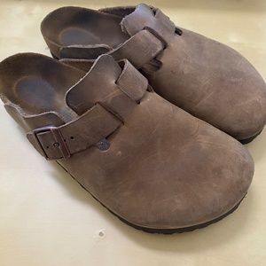 Birkenstock Boston Style Oiled Leather Tobacco Brown Reg 41 Clog Mules